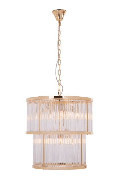Deco 2 Tier Gold Finish Glass Chandelier