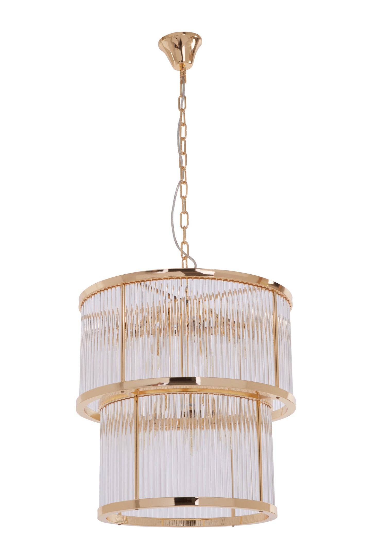 Deco 2 Tier Gold Finish Glass Chandelier