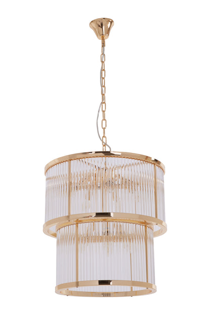 Deco 2 Tier Gold Finish Glass Chandelier
