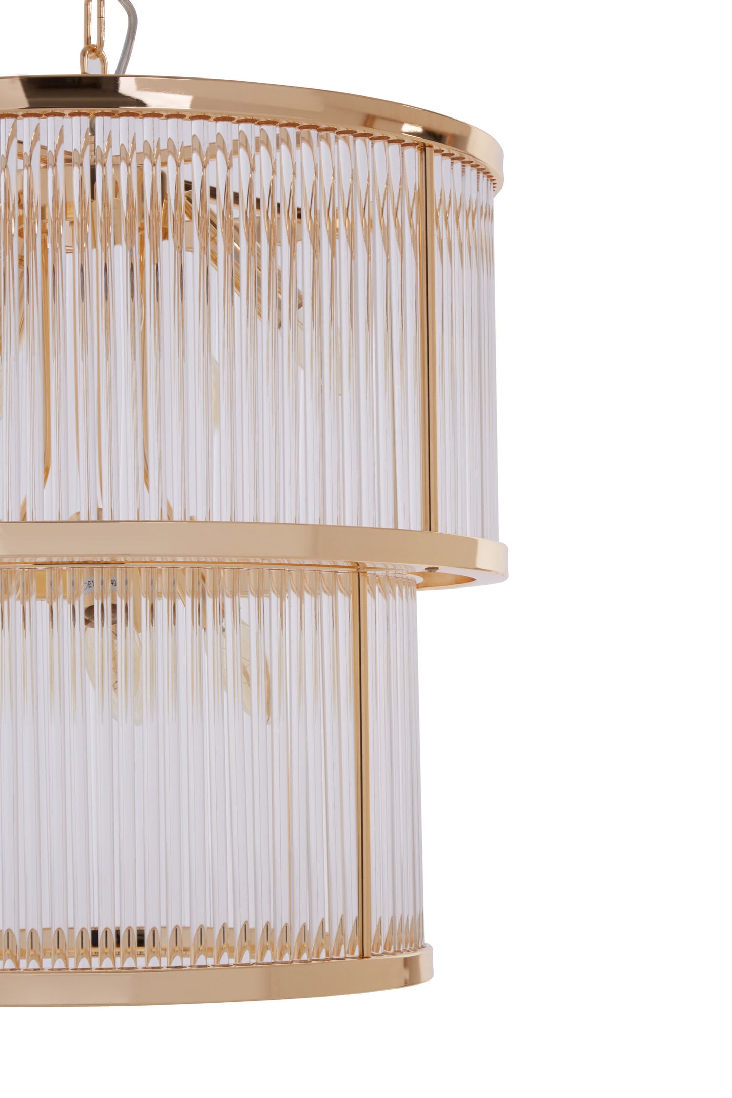 Deco 2 Tier Gold Finish Glass Chandelier