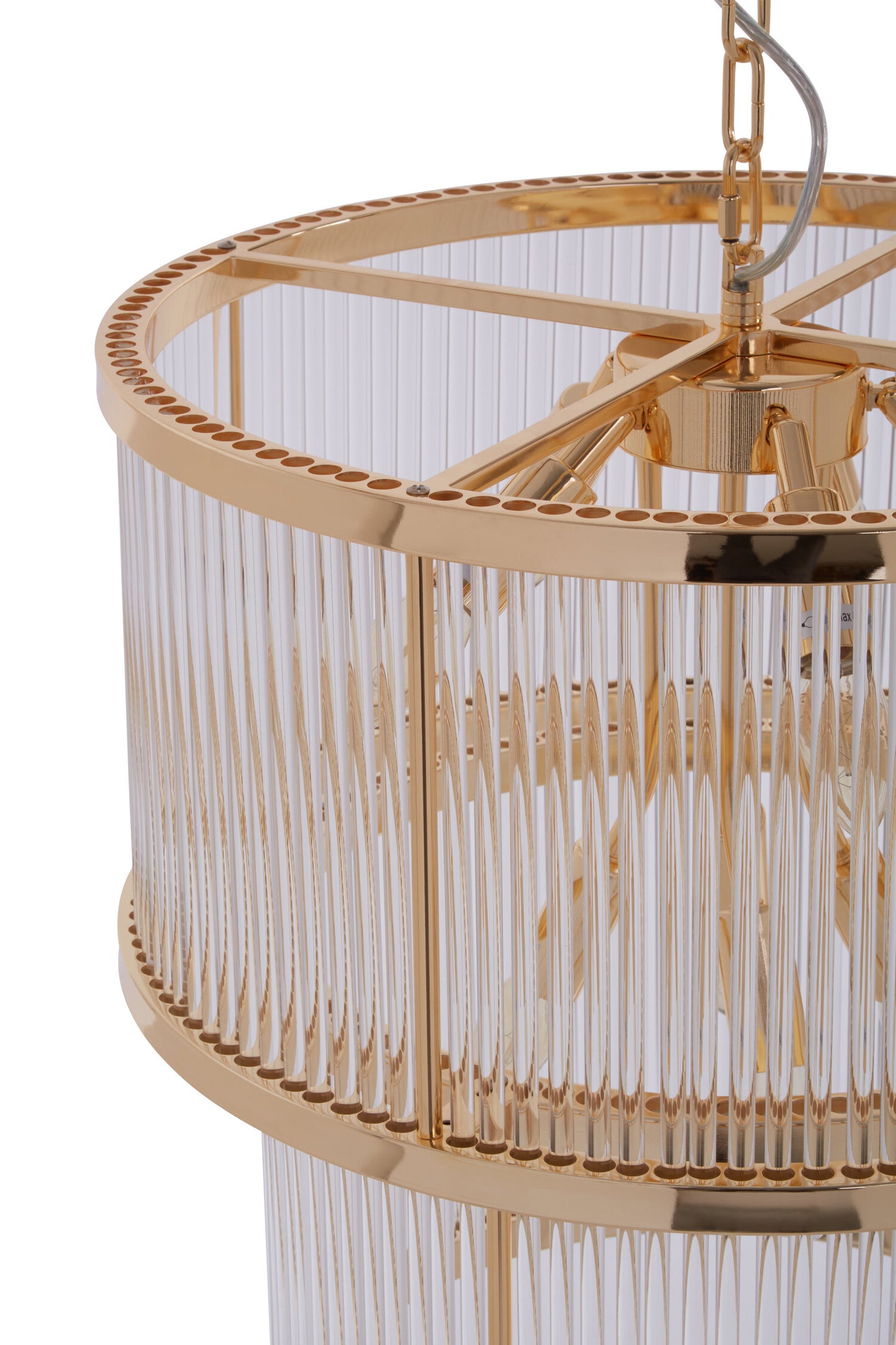 Deco 2 Tier Gold Finish Glass Chandelier