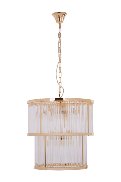Deco 2 Tier Gold Finish Glass Chandelier