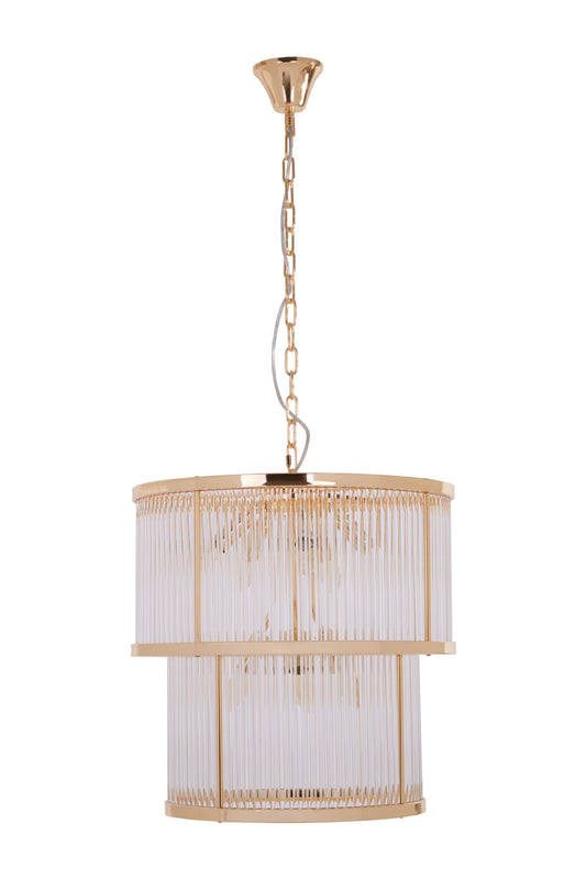 Deco 2 Tier Gold Finish Glass Chandelier