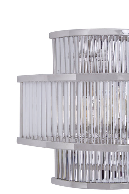 Deco 3 Tier Nickel Finish Glass Wall Light
