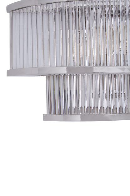 Deco 3 Tier Nickel Finish Glass Wall Light