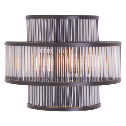 Deco 3 Tier Black Finish Glass Wall Light