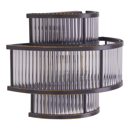 Deco 3 Tier Black Finish Glass Wall Light
