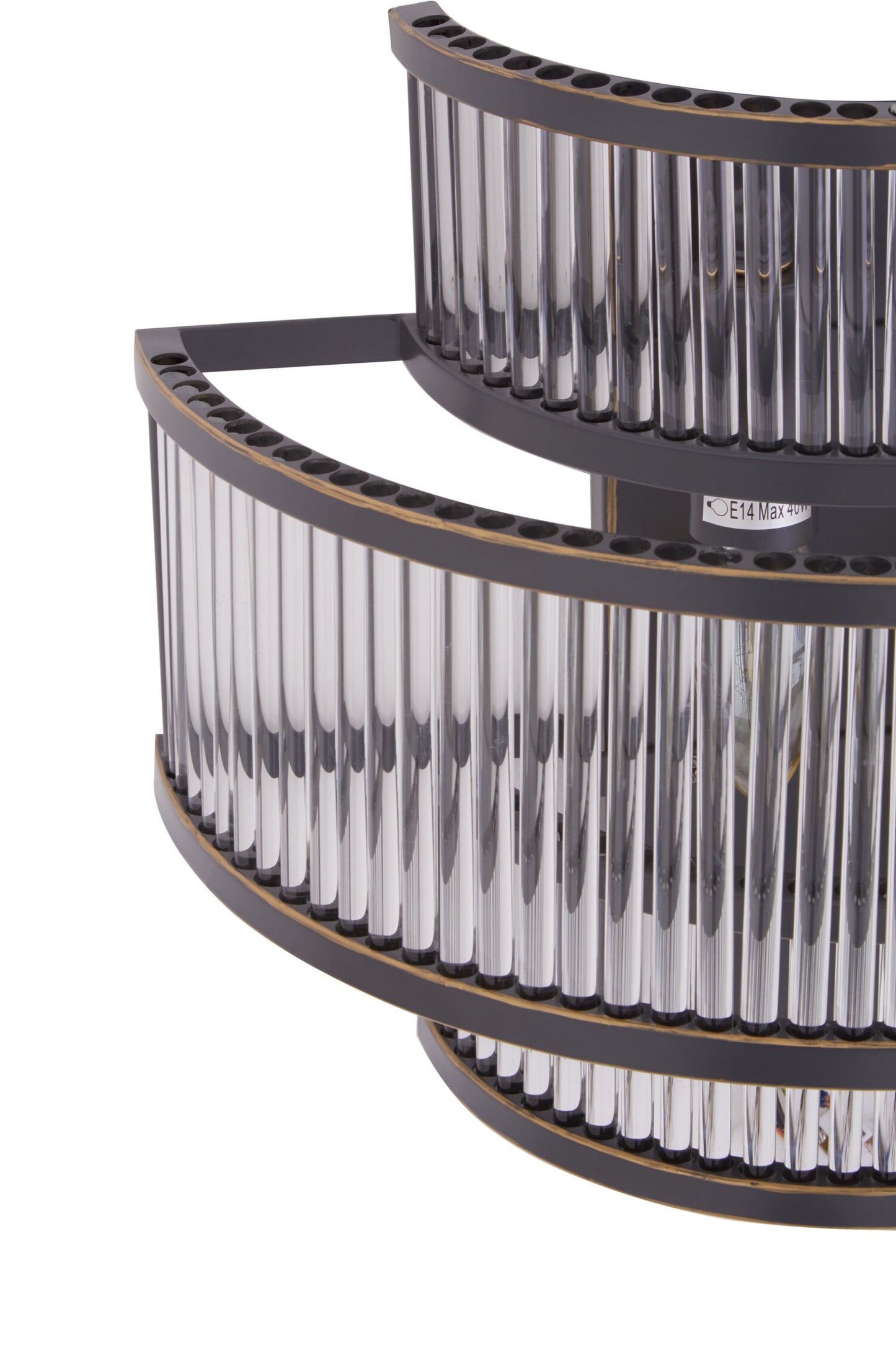 Deco 3 Tier Black Finish Glass Wall Light