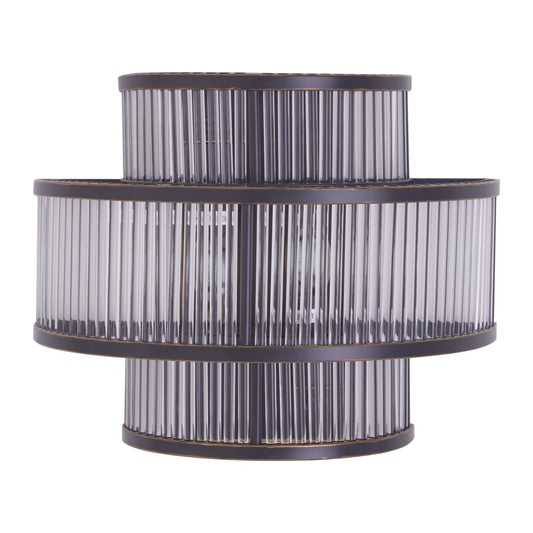 Deco 3 Tier Black Finish Glass Wall Light