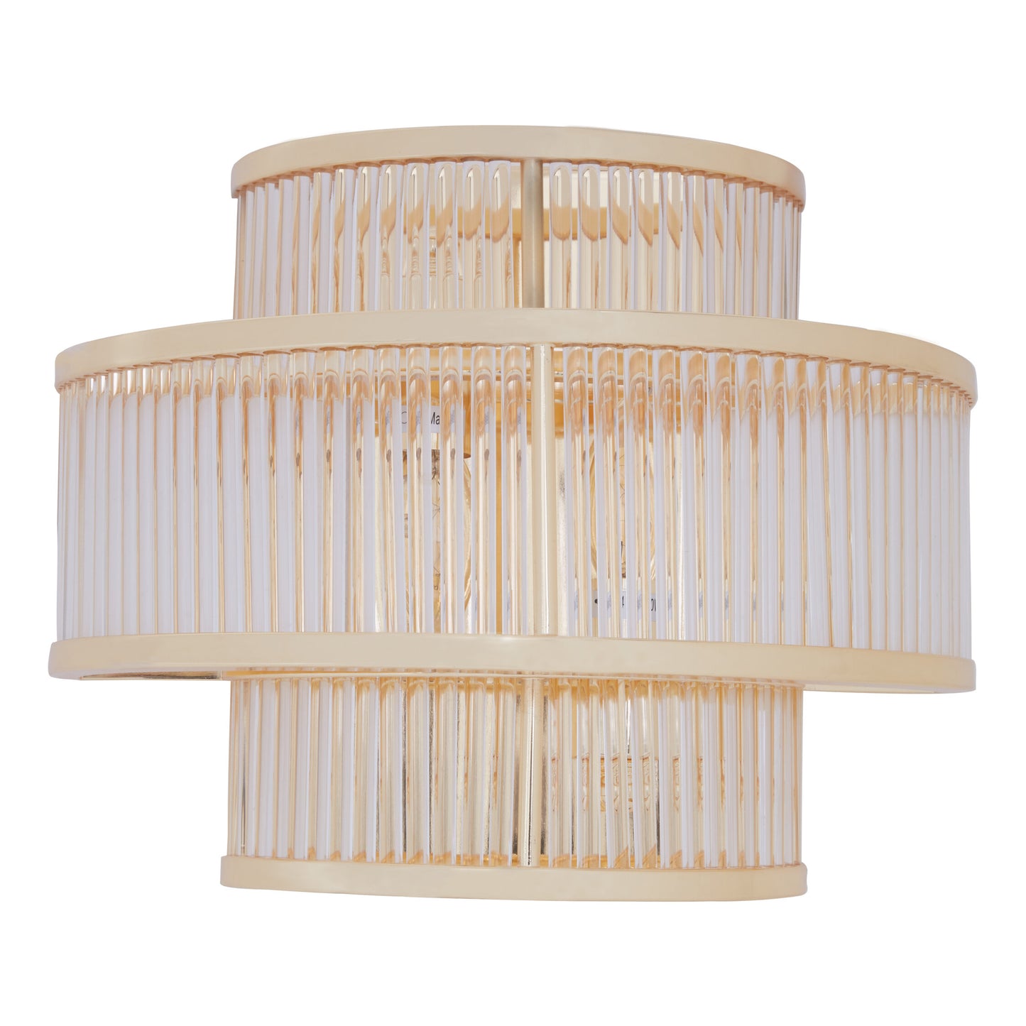 Deco 3 tier glass wall light with warm metallic iron frame