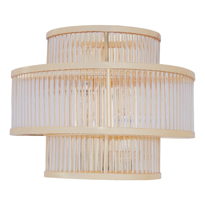 Deco 3 tier glass wall light with warm metallic iron frame
