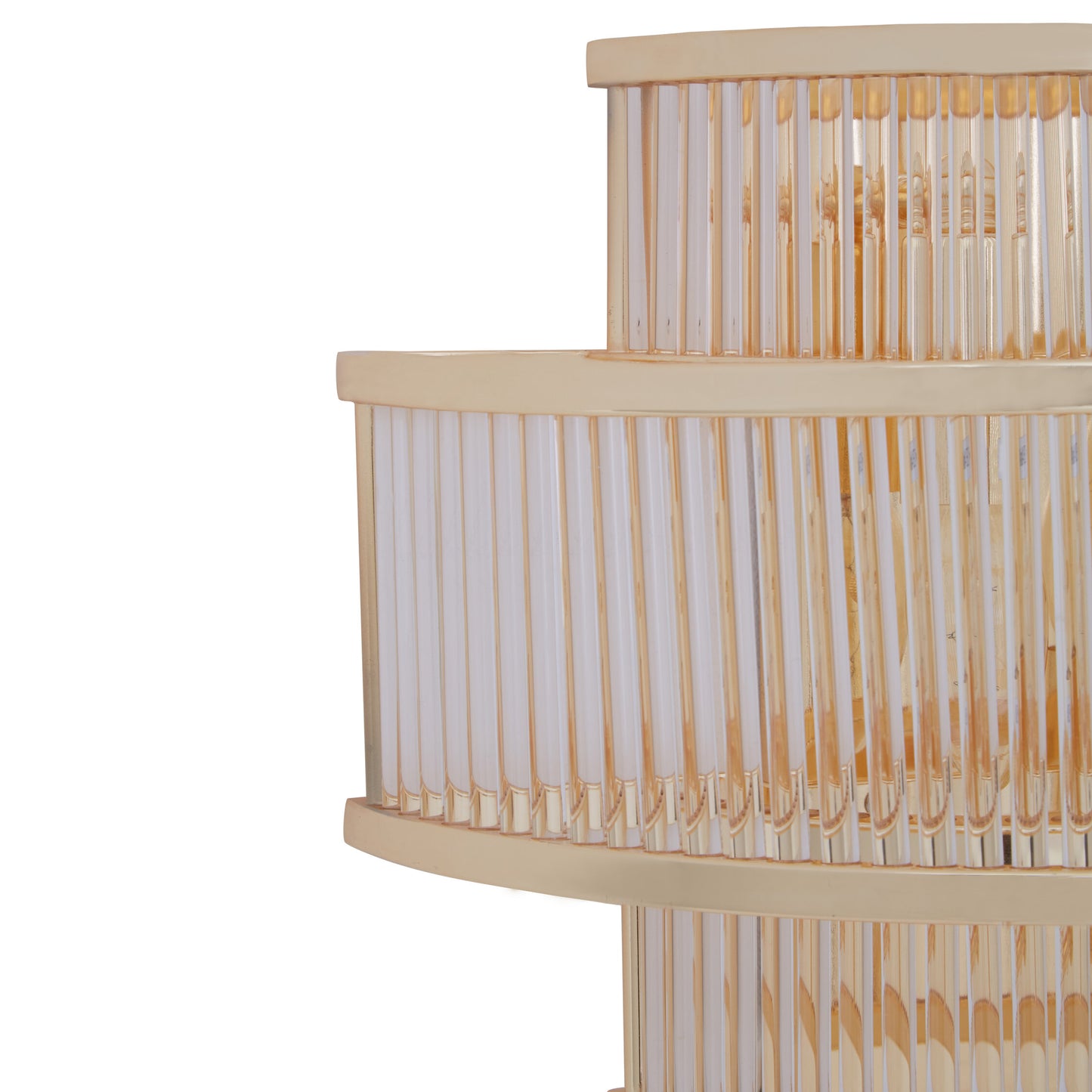 Deco 3 tier glass wall light with warm metallic iron frame