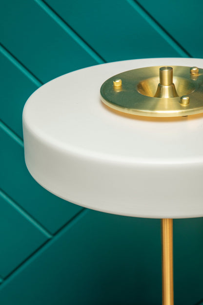 Drew White Shade with Gold Finish Frame Table Lamp