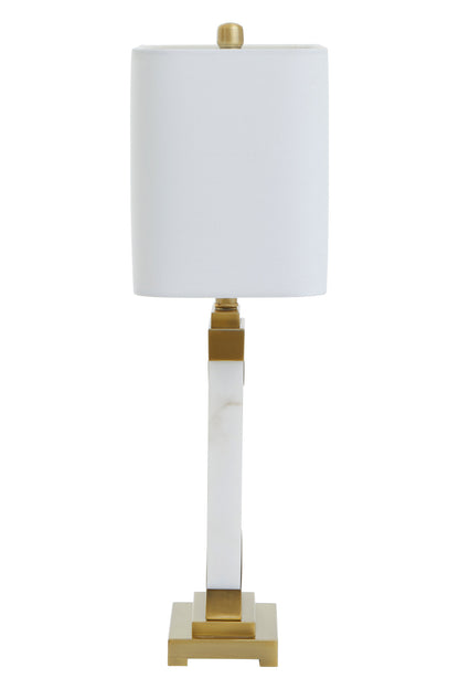 Athena White Marble Gold Geometric Table Lamp | Bali & Blue