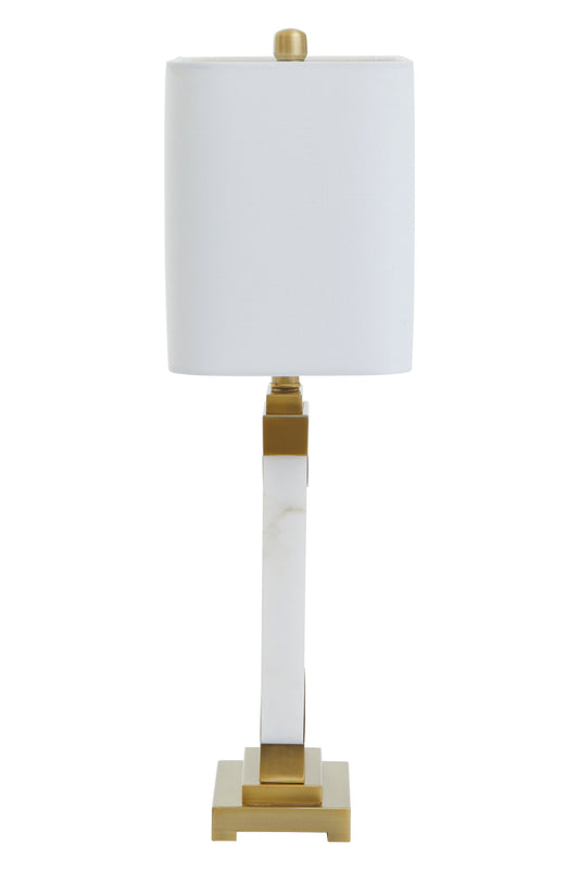 Athena White Marble Gold Geometric Table Lamp | Bali & Blue