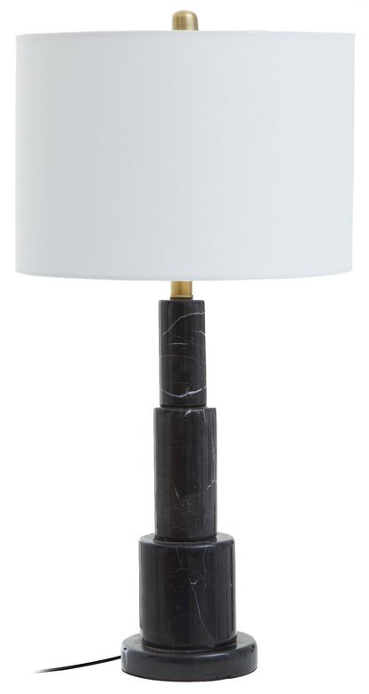 Victoria Black Marble Ivory Shade Modern Table Lamp | Bali & Blue