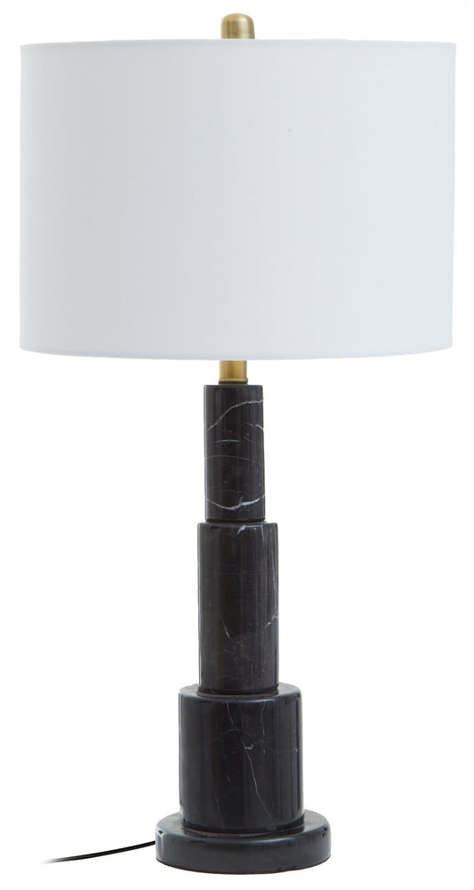 Victoria Black Marble Ivory Shade Modern Table Lamp | Bali & Blue