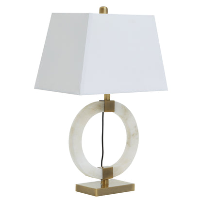 Brooke Circular Marble Table Lamp with Ivory Shade