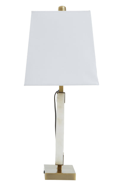 Brooke Circular Marble Table Lamp with Ivory Shade