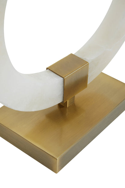 Brooke Circular Marble Table Lamp with Ivory Shade