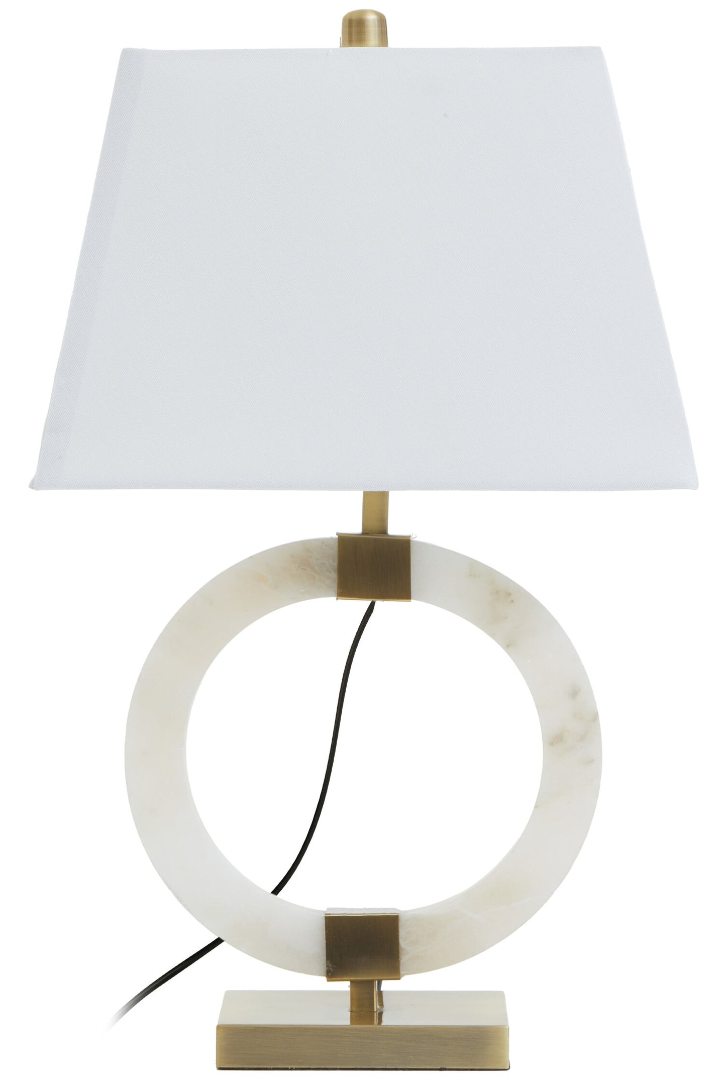 Brooke Circular Marble Table Lamp with Ivory Shade