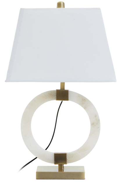 Brooke Circular Marble Table Lamp with Ivory Shade