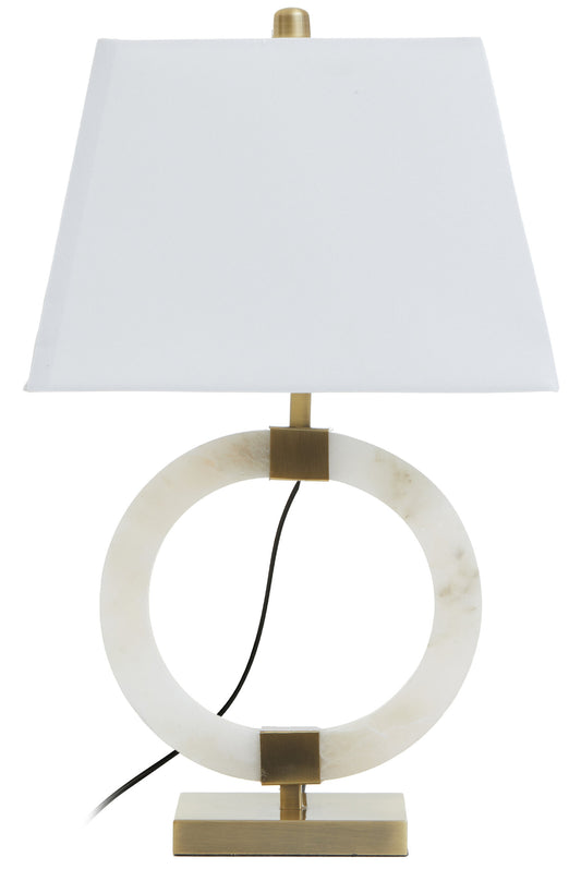 Brooke Circular Marble Table Lamp with Ivory Shade