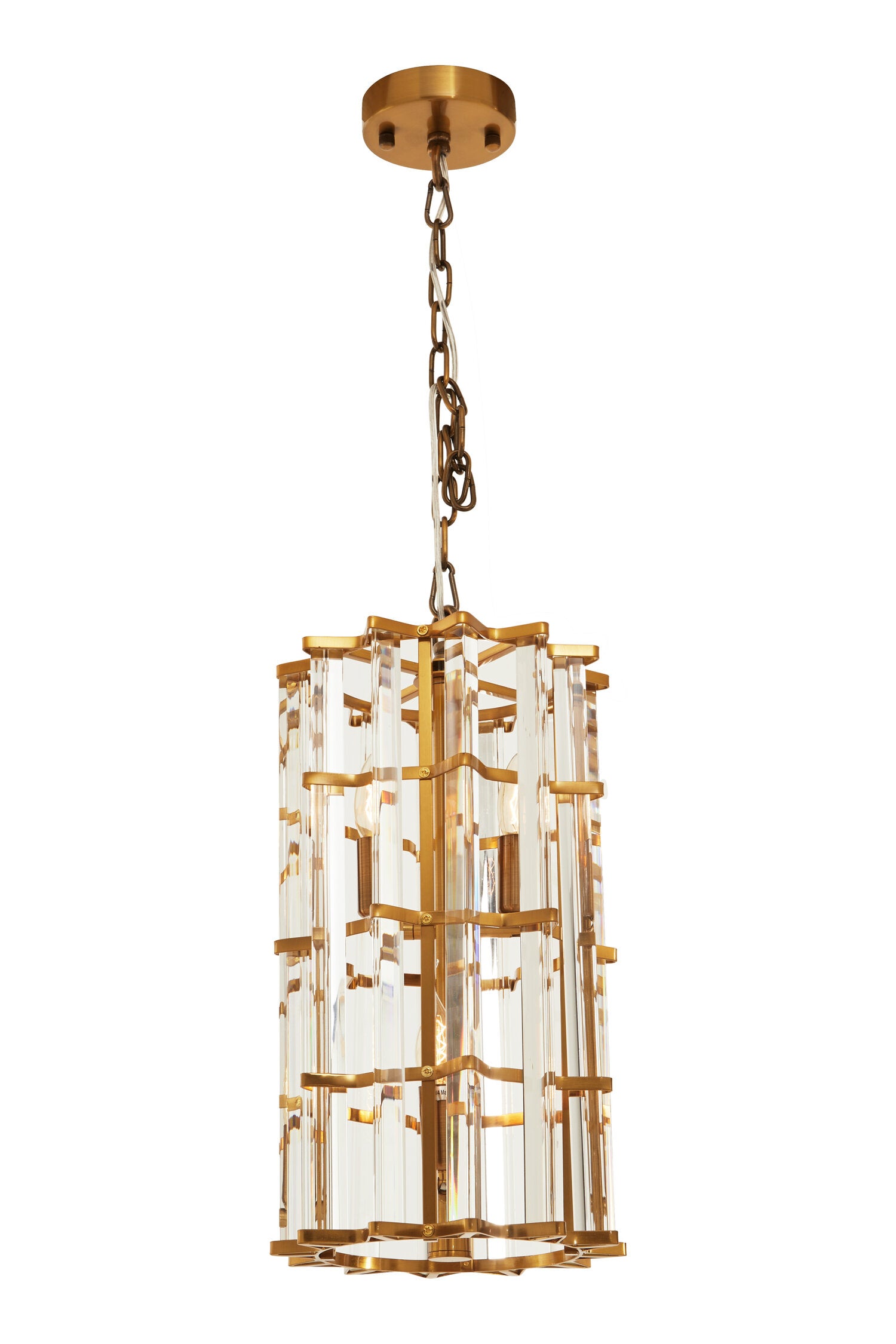 Magdalena Brass Glass Small Vertical Pendant Light | Bali & Blue