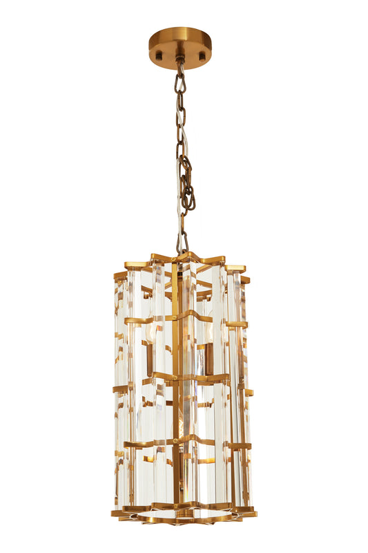 Magdalena Brass Glass Small Vertical Pendant Light | Bali & Blue