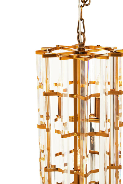 Magdalena Brass Glass Small Vertical Pendant Light