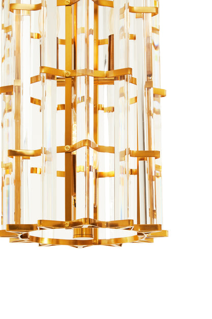Magdalena Brass Glass Small Vertical Pendant Light