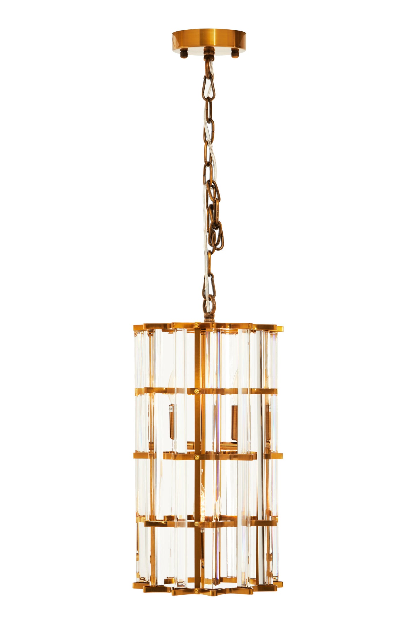 Magdalena Brass Glass Small Vertical Pendant Light