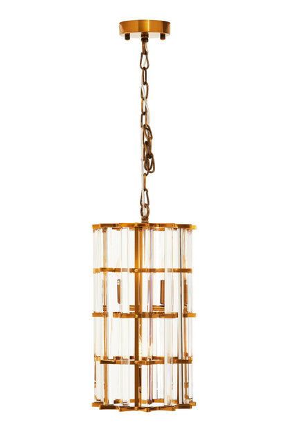 Magdalena Brass Glass Small Vertical Pendant Light