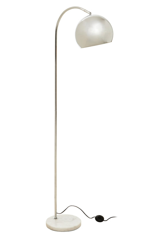 Carter Chrome Dome Floor Lamp with White Marble Base | Bali & Blue