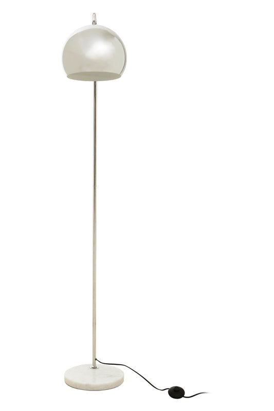 Carter Chrome Dome Floor Lamp with White Marble Base | Bali & Blue