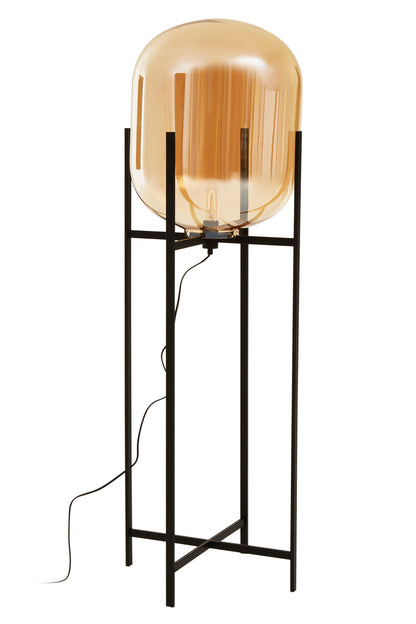 Hendrix Industrial Chic Black Glass Floor Lamp
