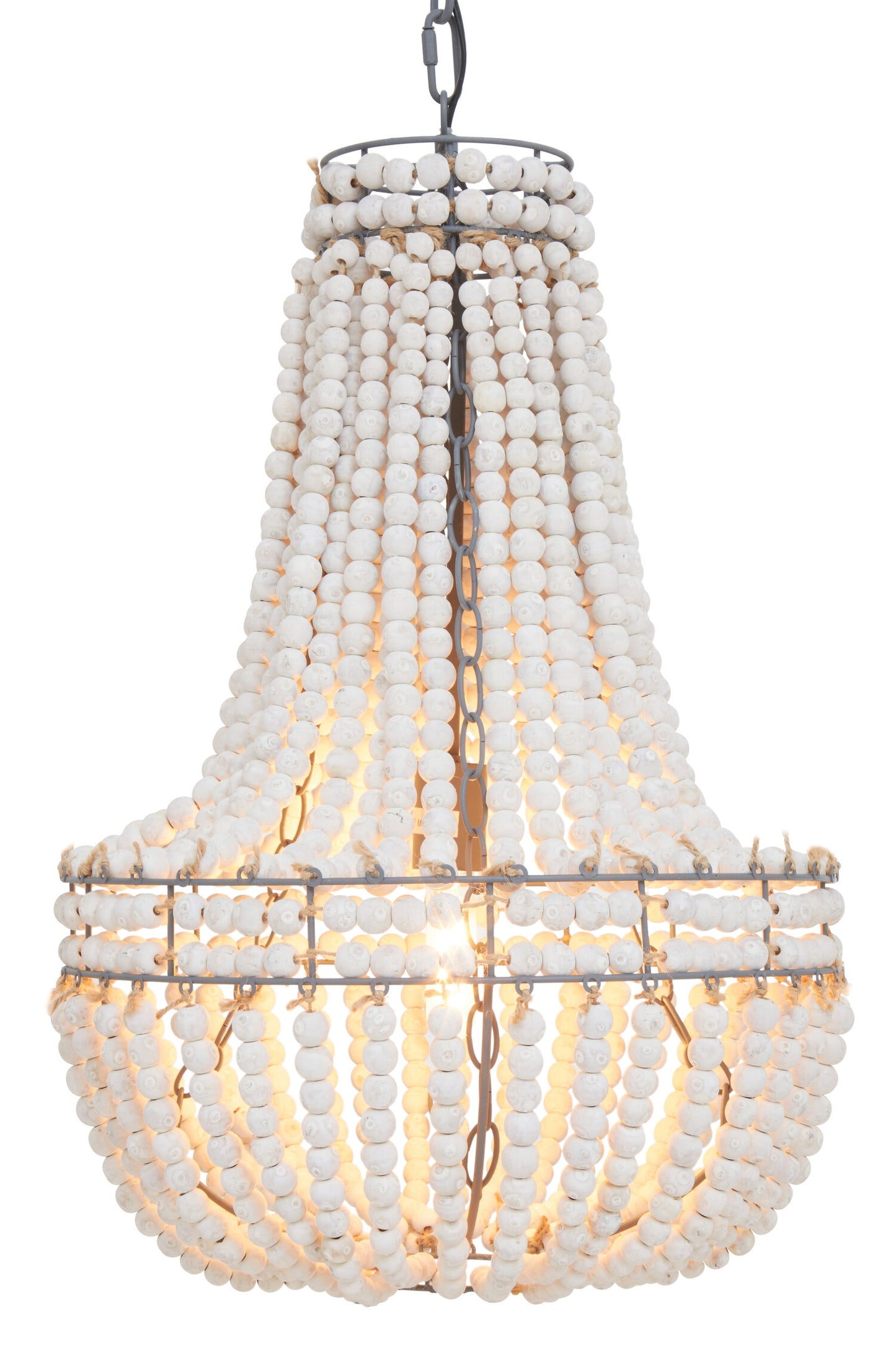 Bayou Antique White Wooden Beads Chandelier