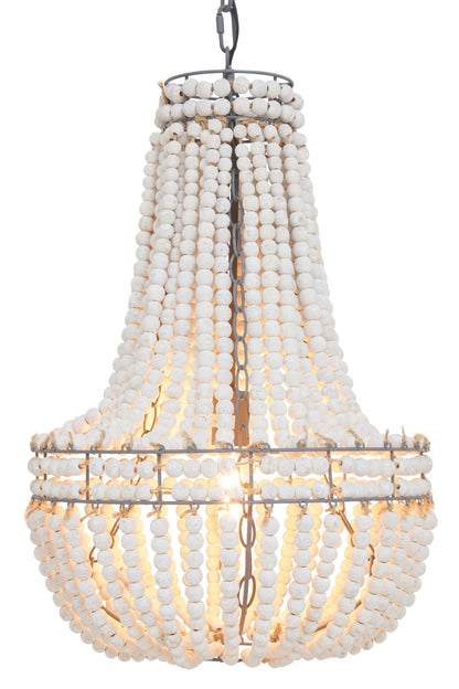 Bayou Antique White Wooden Beads Chandelier