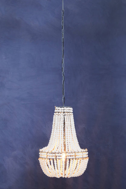 Bayou Antique White Wooden Beads Chandelier