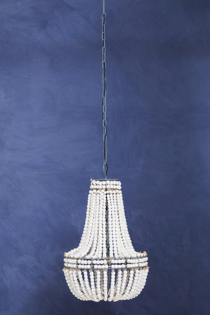 Bayou Antique White Wooden Beads Chandelier