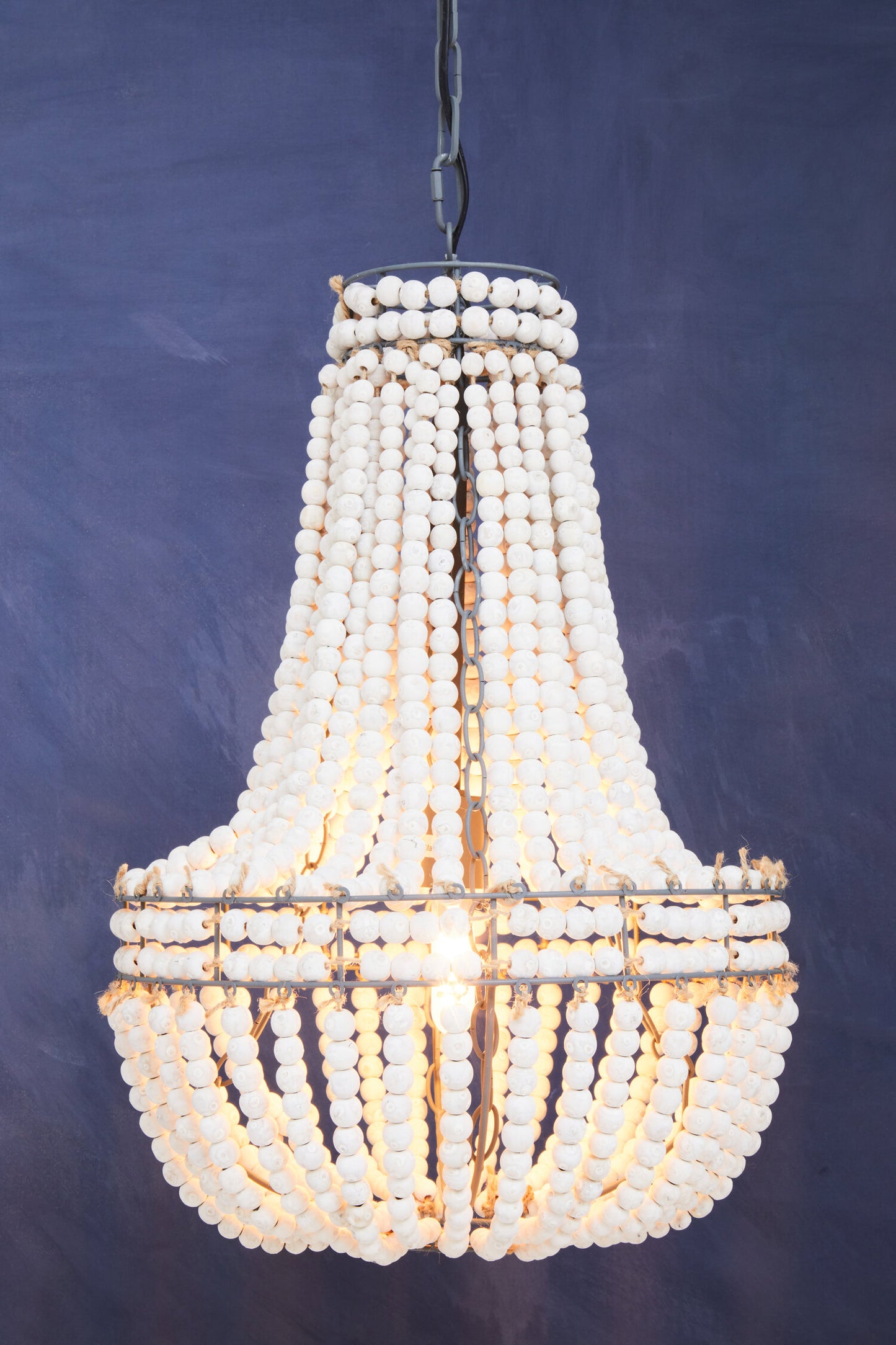 Bayou Antique White Wooden Beads Chandelier