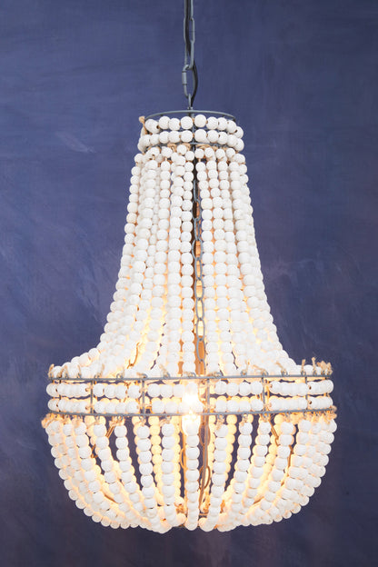 Bayou Antique White Wooden Beads Chandelier