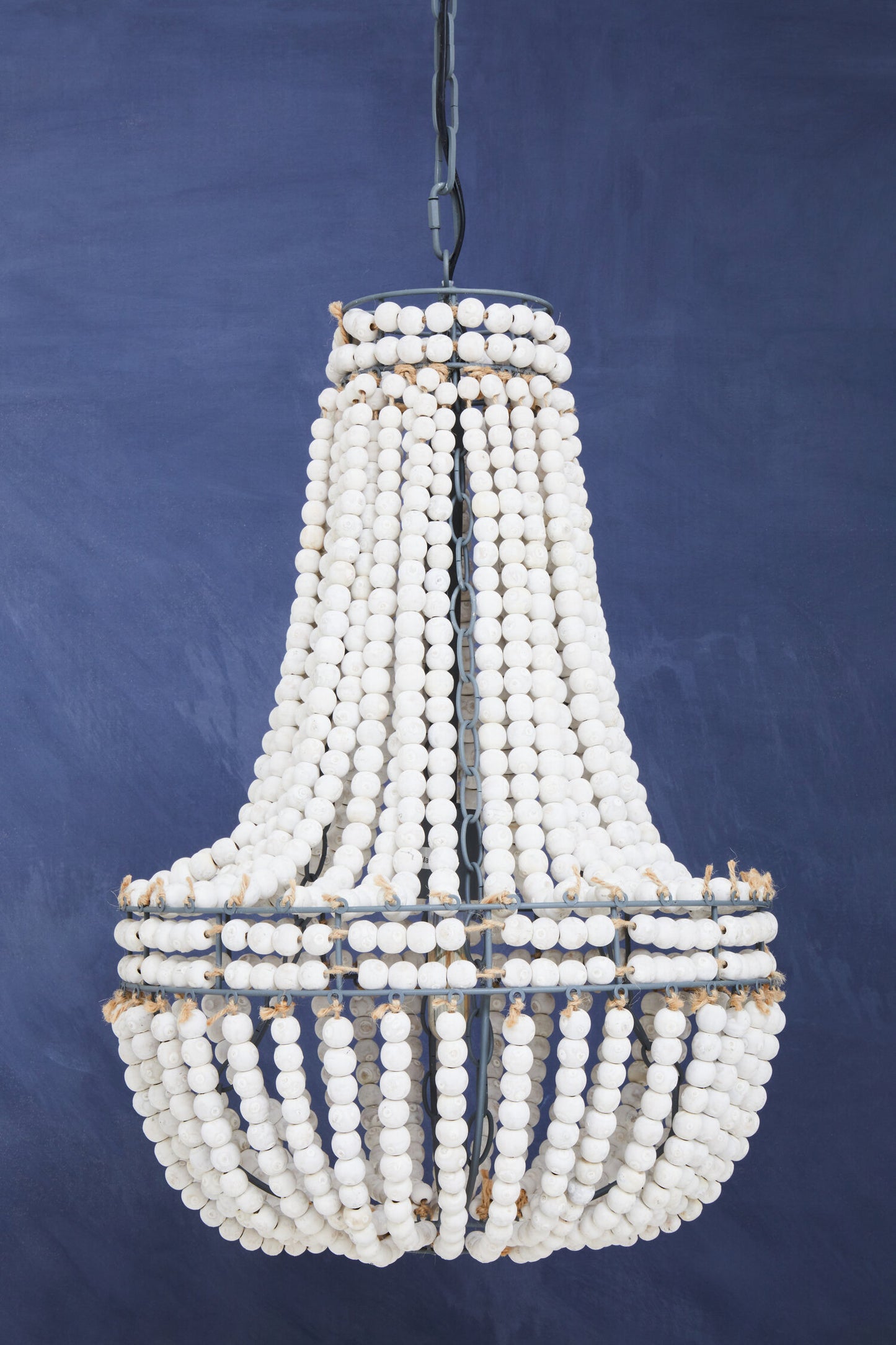 Bayou Antique White Wooden Beads Chandelier