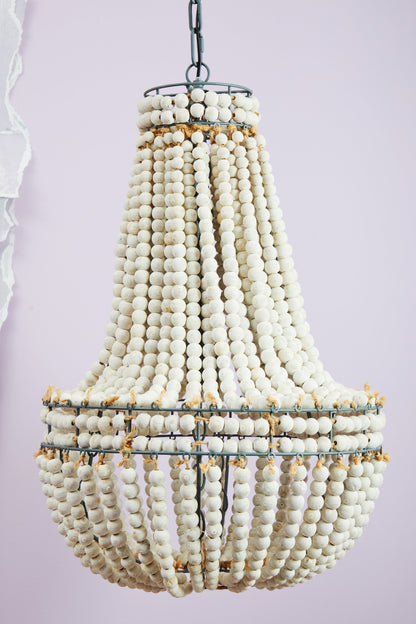Bayou Antique White Wooden Beads Chandelier