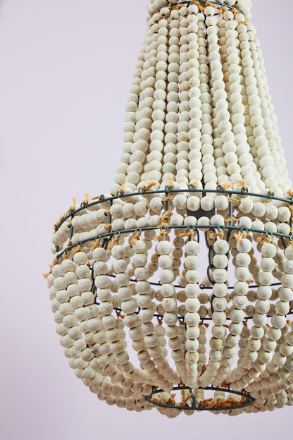 Bayou Antique White Wooden Beads Chandelier