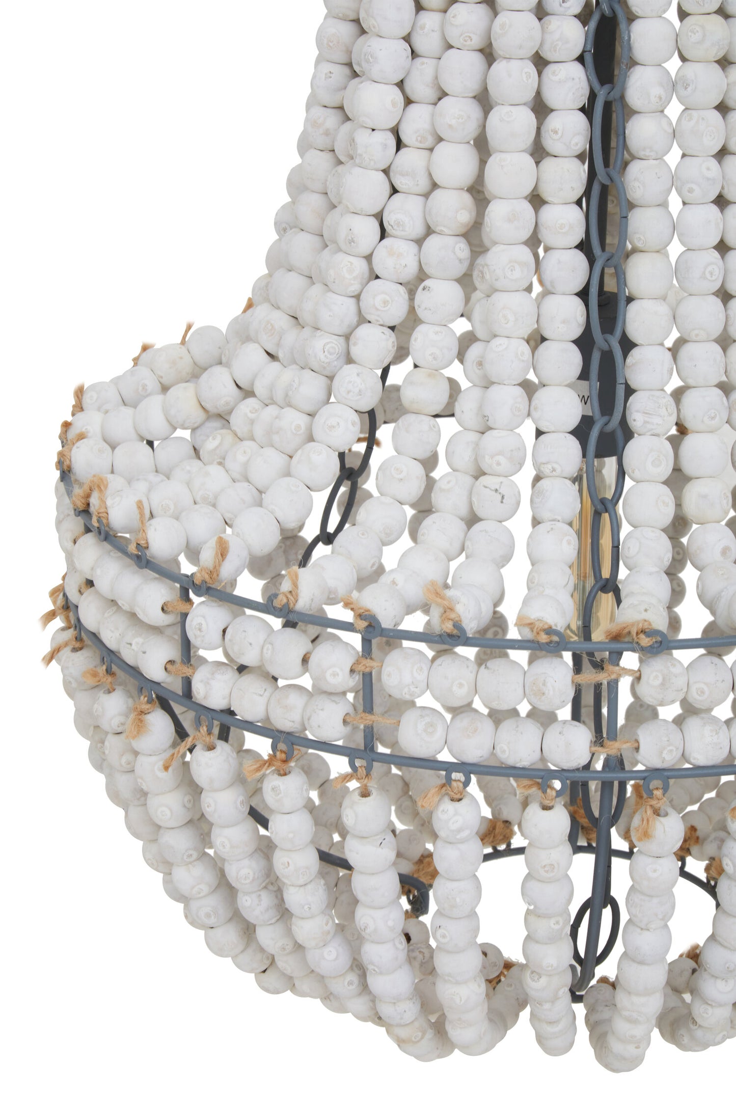 Bayou Antique White Wooden Beads Chandelier