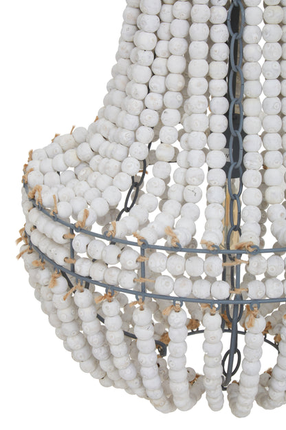 Bayou Antique White Wooden Beads Chandelier