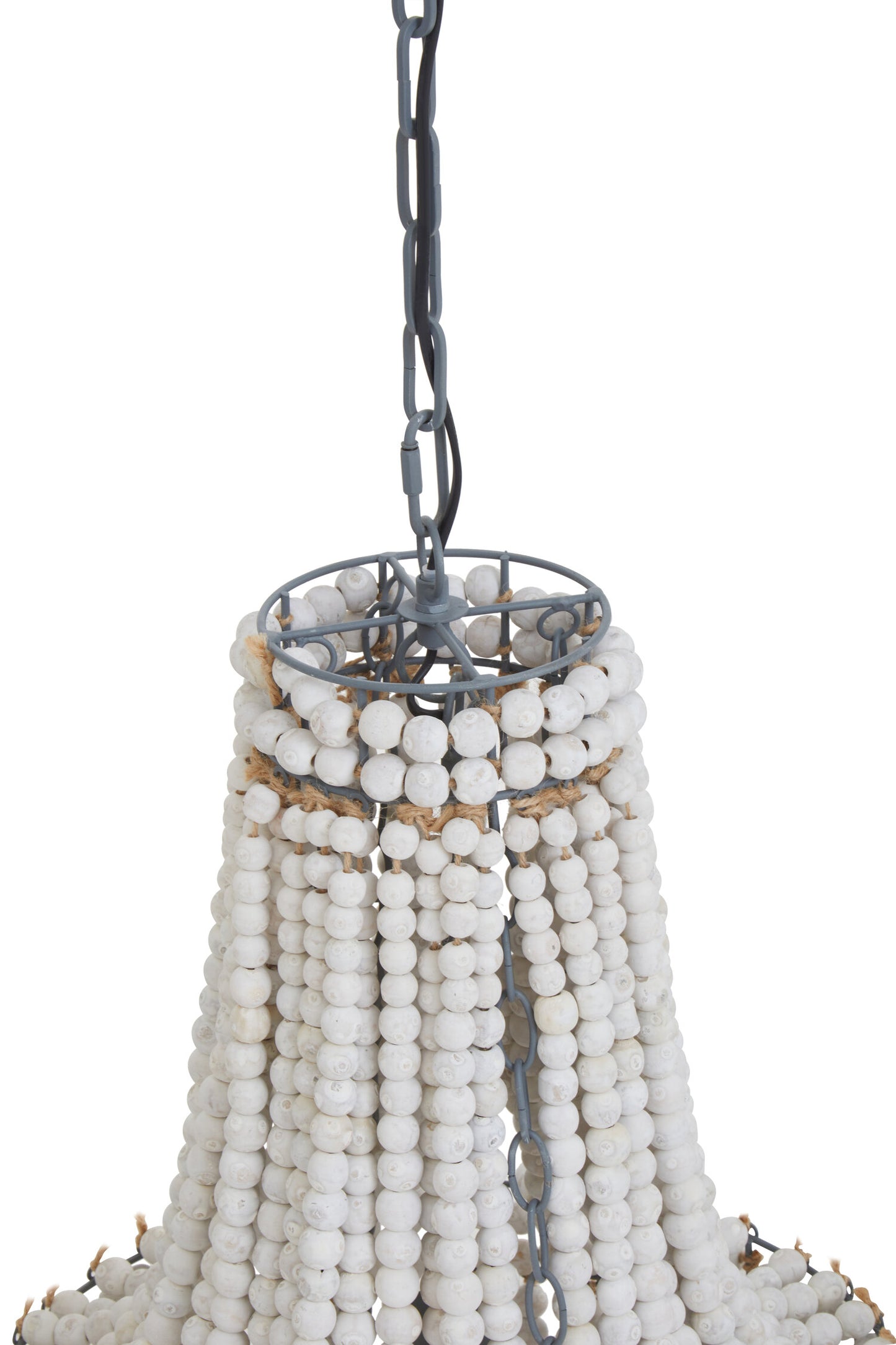 Bayou Antique White Wooden Beads Chandelier