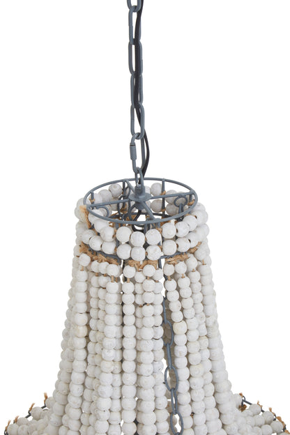 Bayou Antique White Wooden Beads Chandelier
