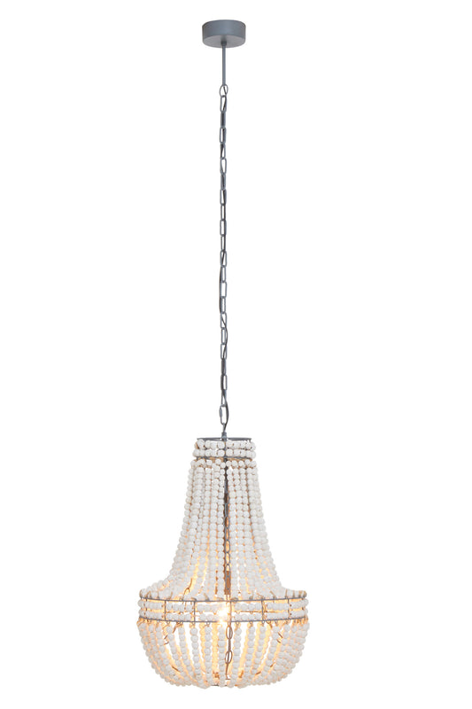 Bayou Antique White Wooden Beads Chandelier